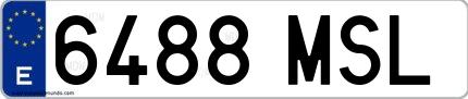 Ejemplo de matrícula española 6488 MSL