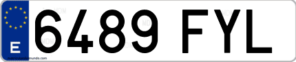 Ejemplo de matrícula de coche ordinaria 6489 FYL