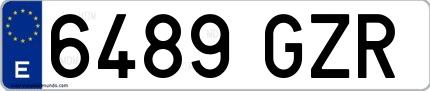 Ejemplo de matrícula española 6489 GZR