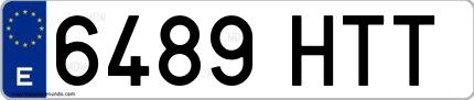 Ejemplo de matrícula española 6489 HTT