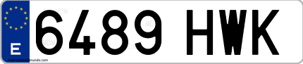 Ejemplo de matrícula de coche ordinaria 6489 HWK