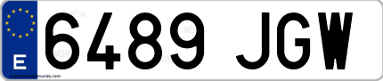 Ejemplo de matrícula de coche ordinaria 6489 JGW