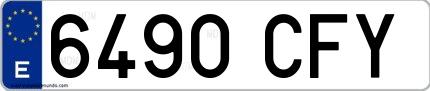 Ejemplo de matrícula española 6490 CFY