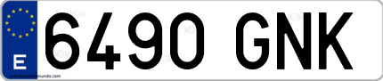 Ejemplo de matrícula de coche ordinaria 6490 GNK