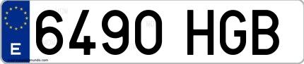 Ejemplo de matrícula española 6490 HGB
