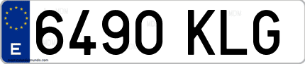 Ejemplo de matrícula de coche ordinaria 6490 KLG