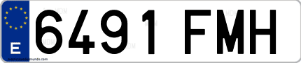 Ejemplo de matrícula de coche ordinaria 6491 FMH