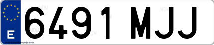 Ejemplo de matrícula de coche ordinaria 6491 MJJ