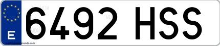 Ejemplo de matrícula española 6492 HSS