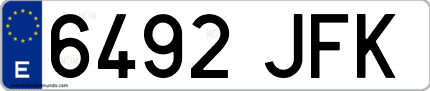 Ejemplo de matrícula de coche ordinaria 6492 JFK