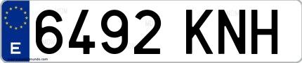 Ejemplo de matrícula española 6492 KNH