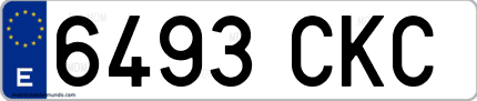 Ejemplo de matrícula de coche ordinaria 6493 CKC