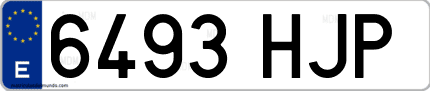 Ejemplo de matrícula de coche ordinaria 6493 HJP
