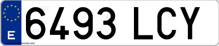 Ejemplo de matrícula de coche ordinaria 6493 LCY