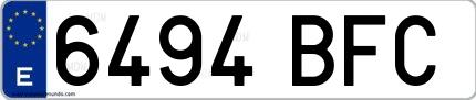 Ejemplo de matrícula española 6494 BFC