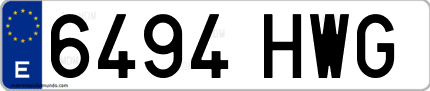 Ejemplo de matrícula de coche ordinaria 6494 HWG