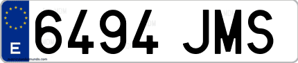 Ejemplo de matrícula de coche ordinaria 6494 JMS