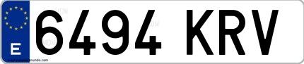Ejemplo de matrícula de coche ordinaria 6494 KRV