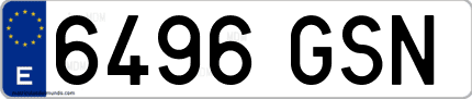 Ejemplo de matrícula de coche ordinaria 6496 GSN