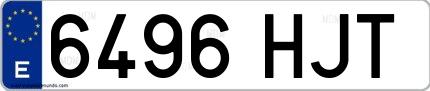 Ejemplo de matrícula de coche ordinaria 6496 HJT