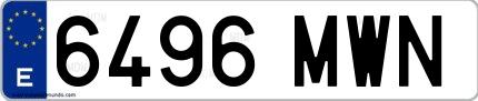 Ejemplo de matrícula de coche ordinaria 6496 MWN
