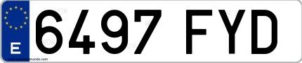 Ejemplo de matrícula española 6497 FYD