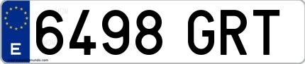 Ejemplo de matrícula española 6498 GRT