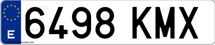 Ejemplo de matrícula de coche ordinaria 6498 KMX
