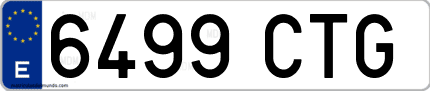 Ejemplo de matrícula de coche ordinaria 6499 CTG