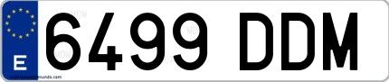 Ejemplo de matrícula española 6499 DDM