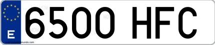 Ejemplo de matrícula española 6500 HFC
