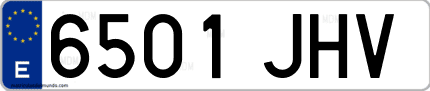 Ejemplo de matrícula de coche ordinaria 6501 JHV