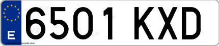 Ejemplo de matrícula de coche ordinaria 6501 KXD