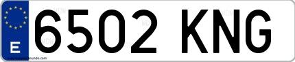 Ejemplo de matrícula española 6502 KNG