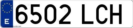Ejemplo de matrícula española 6502 LCH