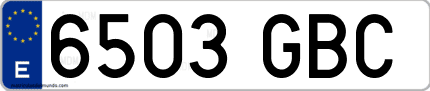 Ejemplo de matrícula de coche ordinaria 6503 GBC
