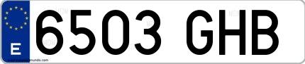 Ejemplo de matrícula española 6503 GHB