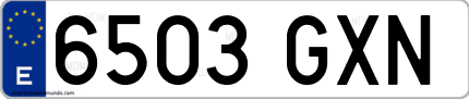 Ejemplo de matrícula de coche ordinaria 6503 GXN