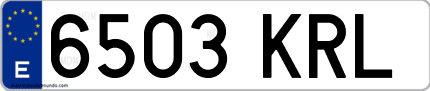 Ejemplo de matrícula de coche ordinaria 6503 KRL