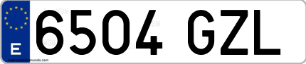 Ejemplo de matrícula de coche ordinaria 6504 GZL