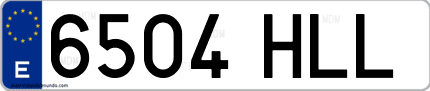 Ejemplo de matrícula de coche ordinaria 6504 HLL