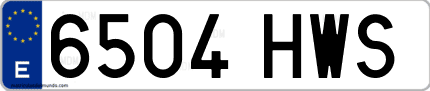 Ejemplo de matrícula de coche ordinaria 6504 HWS
