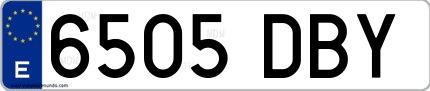 Ejemplo de matrícula española 6505 DBY