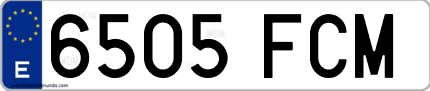 Ejemplo de matrícula de coche ordinaria 6505 FCM