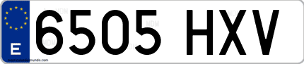 Ejemplo de matrícula de coche ordinaria 6505 HXV