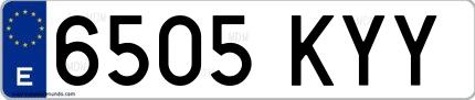 Ejemplo de matrícula española 6505 KYY