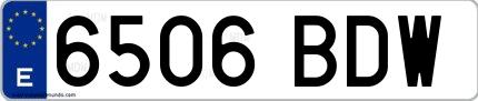 Ejemplo de matrícula española 6506 BDW