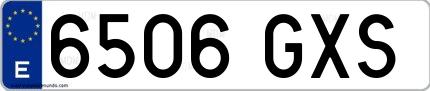 Ejemplo de matrícula española 6506 GXS