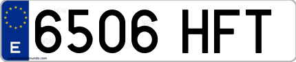 Ejemplo de matrícula de coche ordinaria 6506 HFT