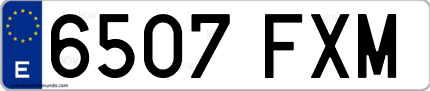 Ejemplo de matrícula de coche ordinaria 6507 FXM